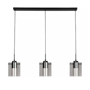 Freelight Moderne hanglamp Interno 3-lichts zwart met smoke glas