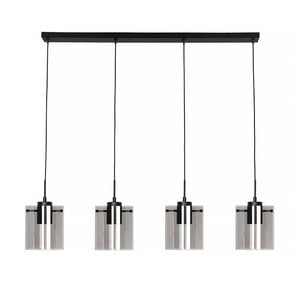 Freelight Moderne hanglamp Interno 4-lichts zwart met smoke glas