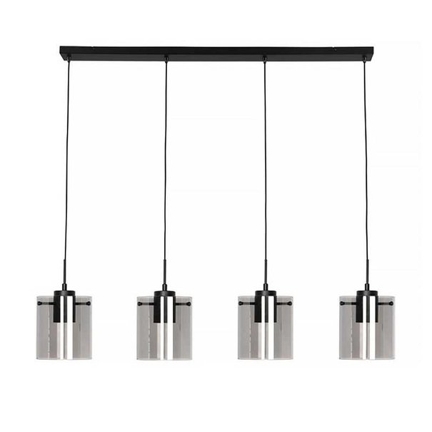 Freelight Moderne - Hanglamp - 4 Lichts - Zwart - Smoke glas - Interno