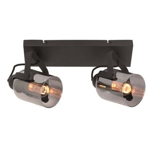Opbouwspot Fumoso 2-lichts zwart met smoke glas