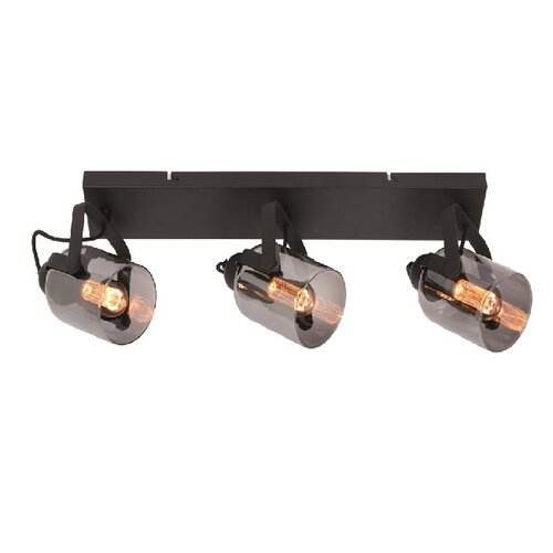 Moderne opbouwspot Fumoso 3-lichts zwart met smoke glas