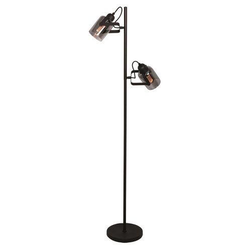 Moderne vloerlamp Fumoso 2-lichts zwart met smoke glas