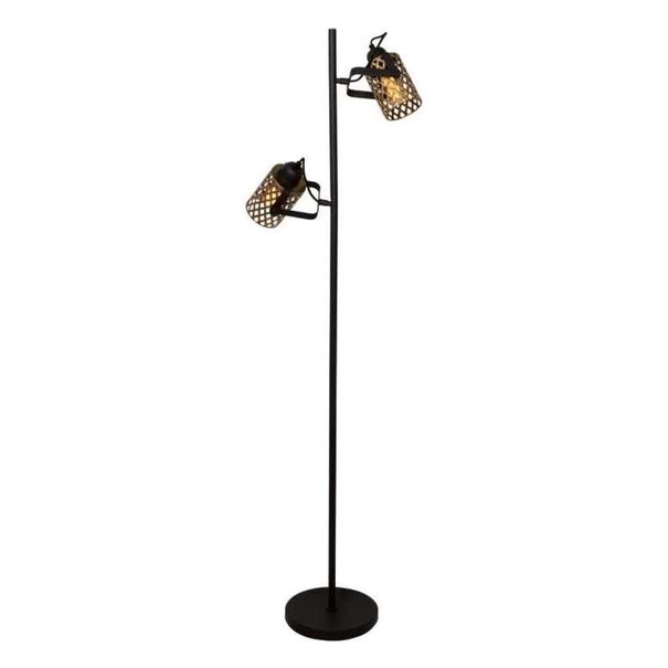 Freelight Industrieel - Vloerlamp - 2 Lichts - Zwart - Goud - Aureo