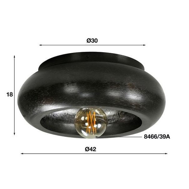 BelaLuz Industriële plafondlamp Zenzi Ø42 cm zwart nikkel