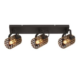 Opbouwspot Aureo 3-lichts zwart met goud