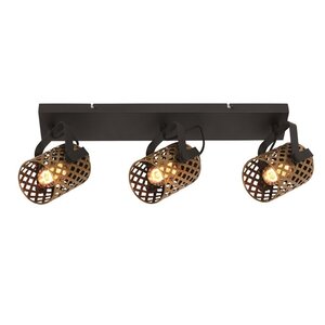 Freelight Industrieel opbouwspot Aureo 3-lichts zwart goud