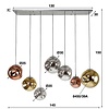 BelaLuz Design Modern hanglamp Mira 7-lichts oud zilver met gekleurde glazen