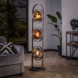 Vloerlamp Mira 3-lichts gekleurde glazen oud zilver