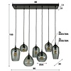 BelaLuz Moderne Design Hanglamp Oreon 7-lichts zwart met smoke glas