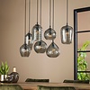 BelaLuz Moderne Design Hanglamp Oreon 7-lichts zwart met smoke glas