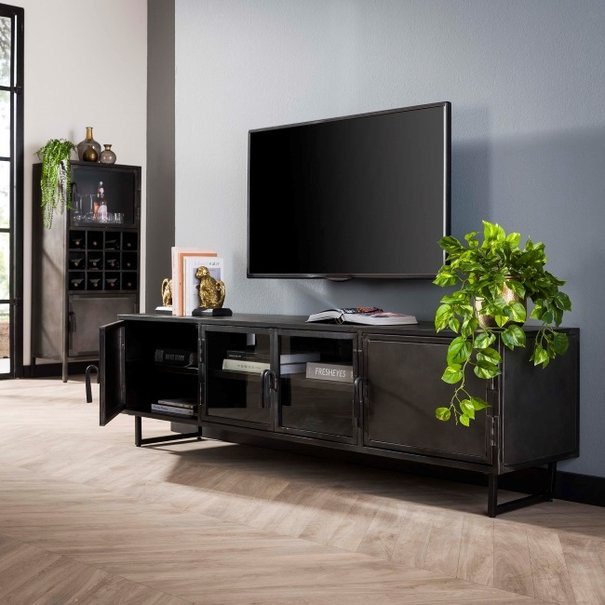 BelaLuz Moderne Industriële TV meubel Ferro 180 cm gun metal