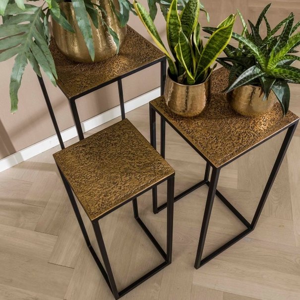 BelaLuz Moderne Industriële Bloemenzuil Magma 3 set antiek brons