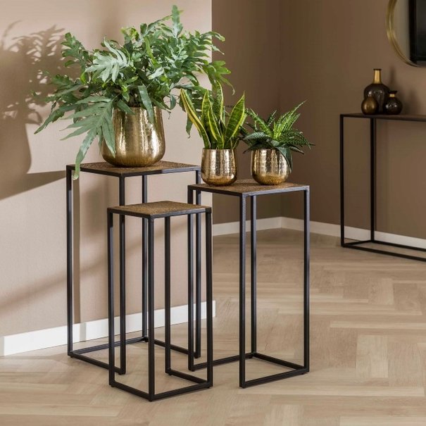 BelaLuz Moderne Industriële Bloemenzuil Magma 3 set antiek brons