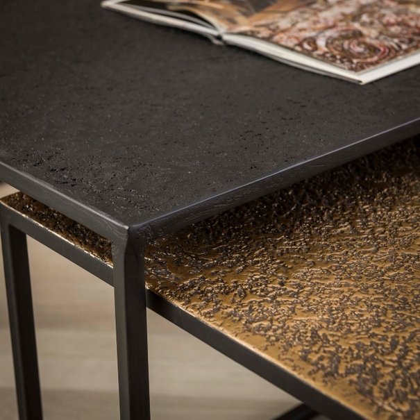 BelaLuz Moderne Industriële salontafel Magma 2 set brons zwart