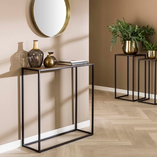 Moderne Industriële Haltafel Magma 75 cm antiek brons
