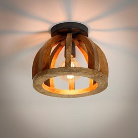 Plafondlamp Fay massief gebogen mango hout