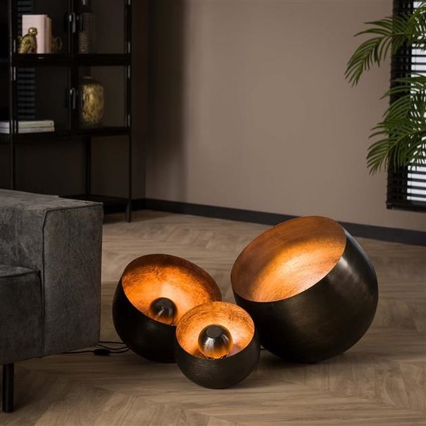 BelaLuz Industriële vloerlamp Zenzi Ø50 cm zwart nikkel