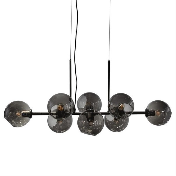 By-Boo Moderne hanglamp Stellar 8-lichts zwart met smoke glas