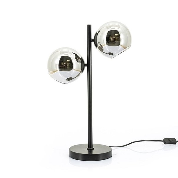 By-Boo Moderne tafellamp Stellar 2-lichts zwart met smoke glas
