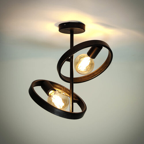 Moderne - Industriële - Plafondlamp - 2-lichts - Charcoal - Hera