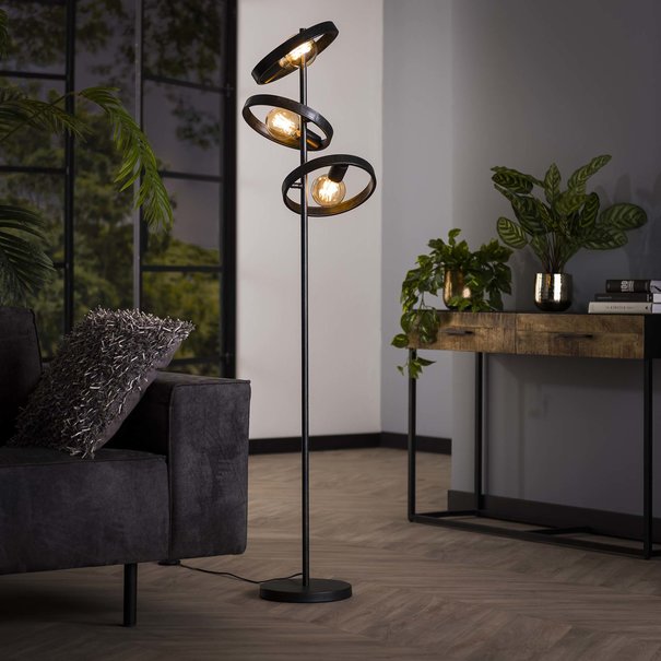 BelaLuz Moderne - Industriële  - Vloerlamp - 3 Lichts - Charcoal - Hera