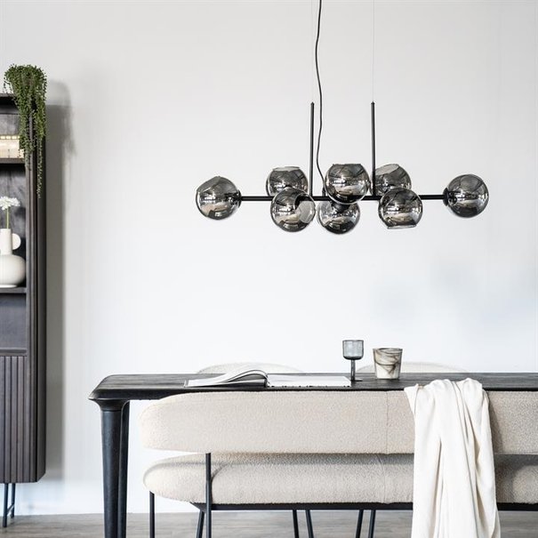 By-Boo Moderne hanglamp Stellar 8-lichts zwart met smoke glas
