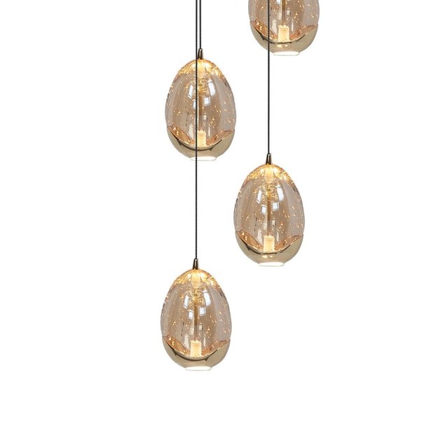 Highlight Moderne hanglamp Golden Egg 14 lichts zwart goud