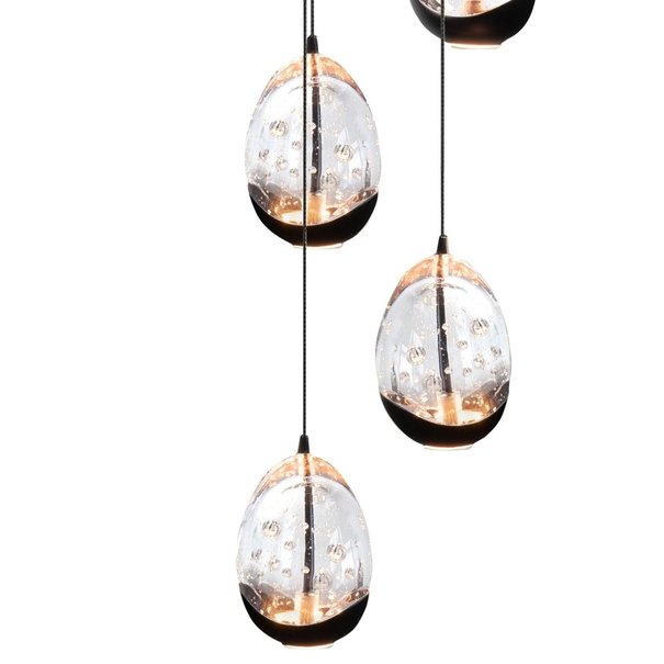 Highlight Moderne hanglamp Clear Egg 14 lichts zwart wit