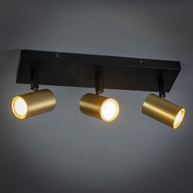 Opbouwspot The Common 3-lichts balk zwart messing