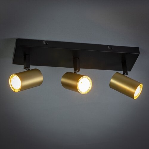 Moderne opbouwspot The Common 3-lichts balk zwart messing