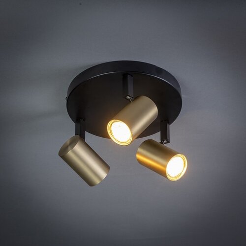 Moderne opbouwspot The Common 3-lichts zwart messing