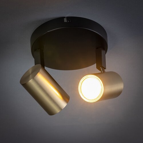 Moderne opbouwspot The Common 2-lichts zwart messing