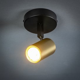 Opbouwspot The Common 1-lichts zwart messing