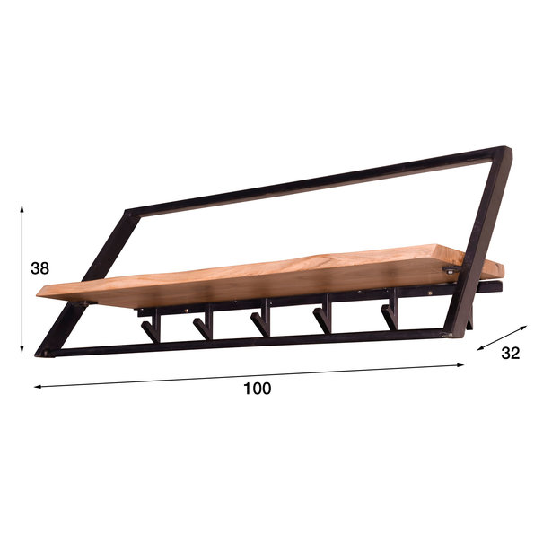 BelaLuz Moderne - Landelijke - Kapstok - 6 Haken - Hoedenplank - Don