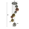 BelaLuz Design Modern videlamp Mira 7-lichts oud zilver met gekleurde glazen