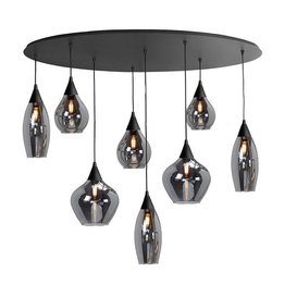 Hanglamp Cambio 8-lichts ovaal smoke