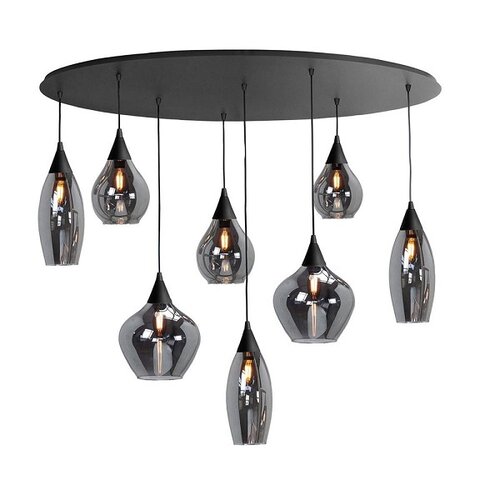 Moderne hanglamp Cambio 8-lichts ovaal zwart met smoke glas