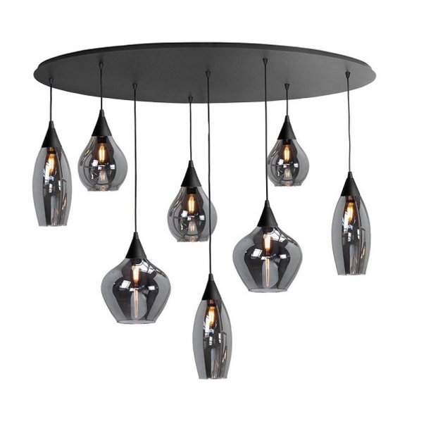 Highlight Moderne - Design - Hanglamp - 8 Lichts - Ovaal - Smoke - Cambio