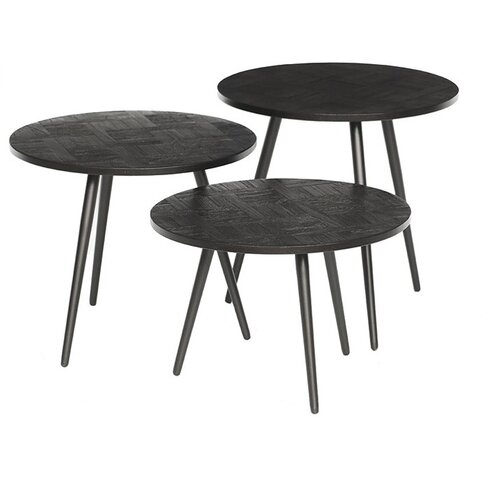 Moderne Landelijke salontafel Delano 3 set zwart