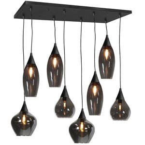 Highlight Moderne hanglamp Cambio 8-lichts zwart met smoke glas