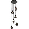 Highlight Moderne hanglamp Cambio 6-lichts zwart met smoke glas