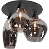 Highlight Moderne Design plafondlamp Cambio 3-lichts zwart met smoke glas