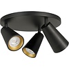 Highlight Moderne opbouwspot Petunia 3-lichts rond zwart goud