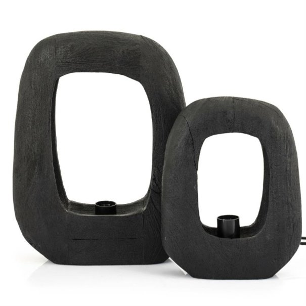 By-Boo Landelijke tafellamp Gibs large zwart hout