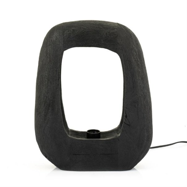 By-Boo Landelijke tafellamp Gibs large zwart hout