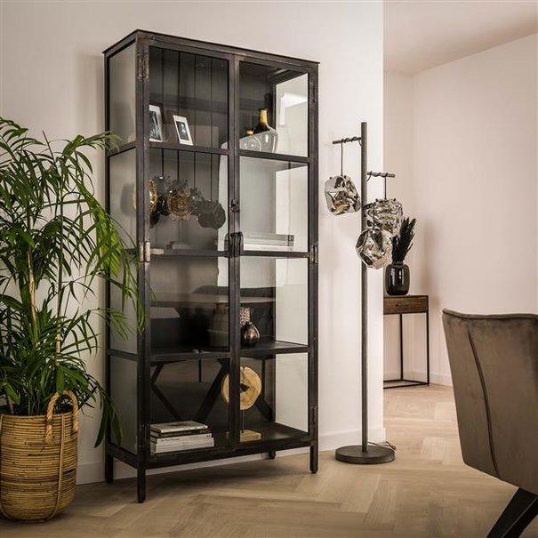 BelaLuz Industriële vitrinekast Kite 190 cm gun metal