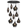Highlight Moderne hanglamp Cambio 9-lichts zwart met smoke glas