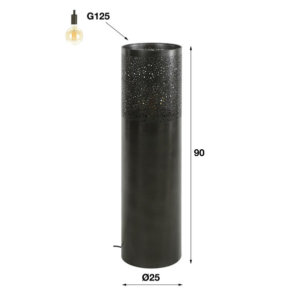 BelaLuz Industriële vloerlamp Pisa 90 cm zwart nikkel