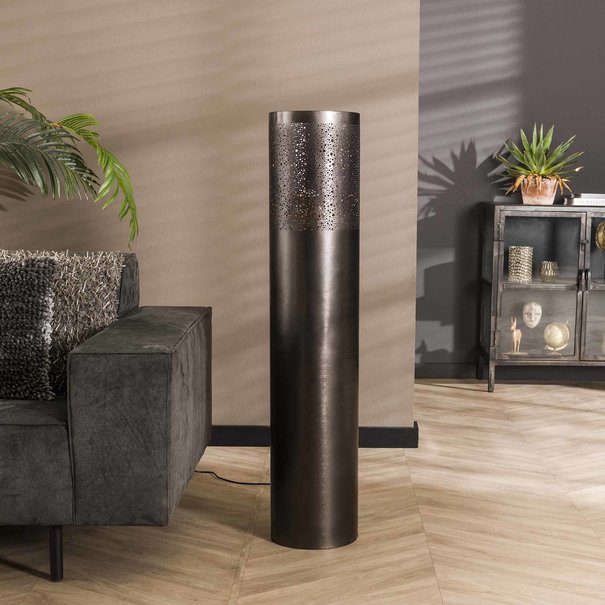 BelaLuz Industriële vloerlamp Pisa 120 cm zwart nikkel