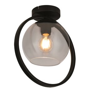 Freelight Moderne plafondlamp Aureol 1-lichts zwart met smoke glas